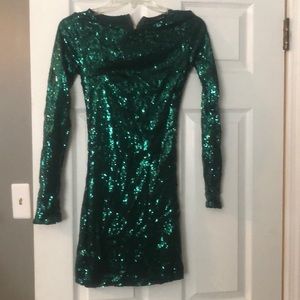 Green sequin mini dress